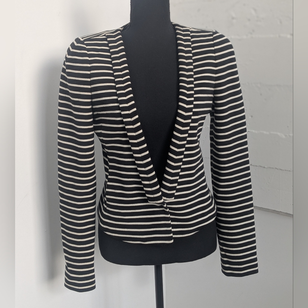 BCBGMaxAzria Striped Black and White Women's Blazer